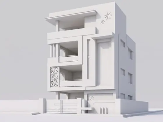 Concept Clay — White massing model