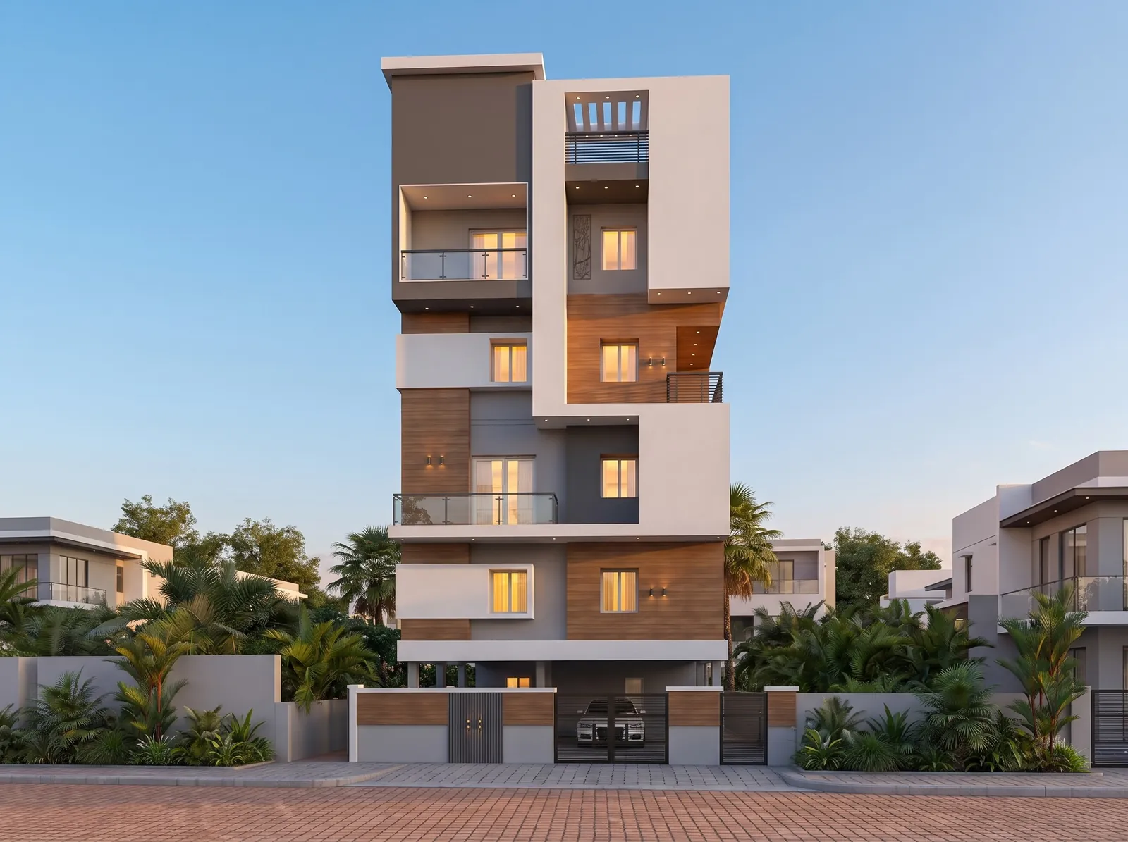 The G+4 apartment — Front