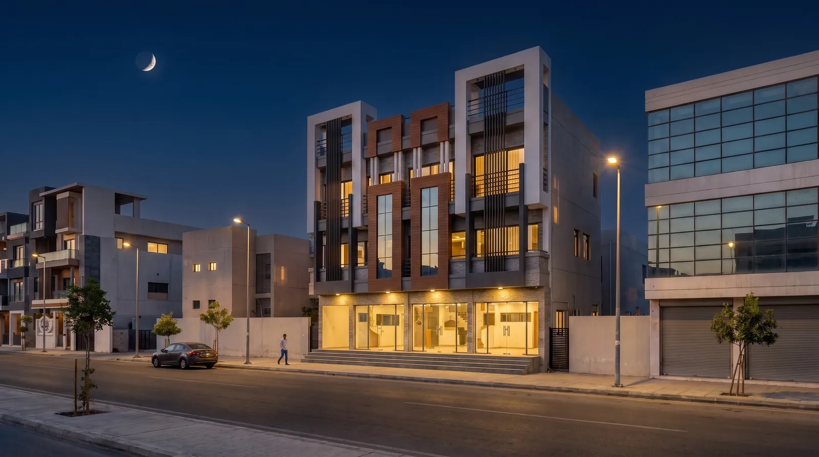 The mixed-use building — Night