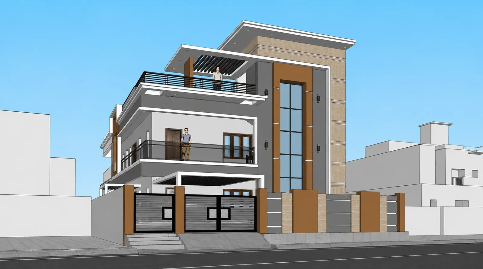 SketchUp source — a G+2 tropical house